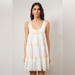 LOUCIA Tiered Lace Babydoll Dress Cottagecore romantic milkmaid festival Small